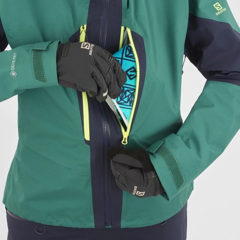 Green / Navy Salomon Outpeak GTX 3L Women's Shell Jackets | IE ML5074